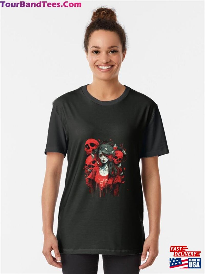 Anime Red Girl With Skull Graphic T-Shirt Classic Sweatshirt 29Uf136938 – Utopia Fashion