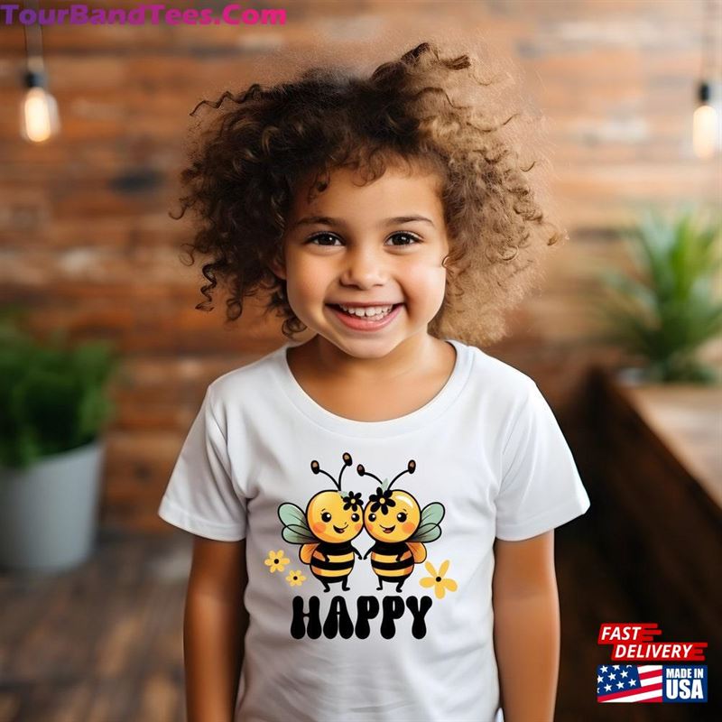 Be Happy Sublimation T-Shirt Design Cartoon Graphic Bee Unisex Hoodie 29Uf123132 – Utopia Fashion