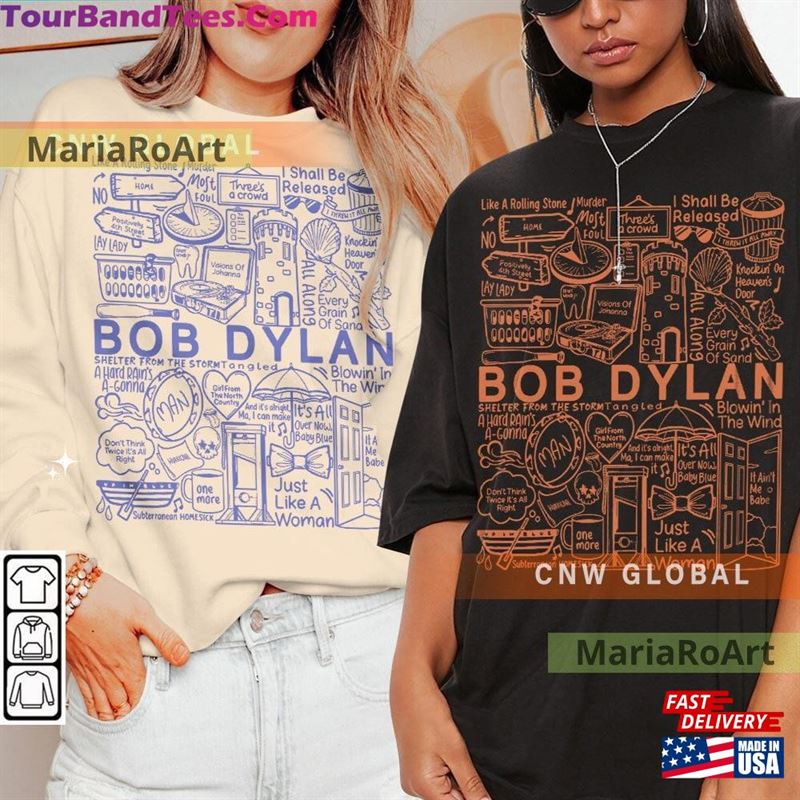 Bob Dylan Music Doodle Art Shirt Vintage Merch Tees Graphic Design Sweatshirt Hoodie Classic 29Uf124570 – Utopia Fashion