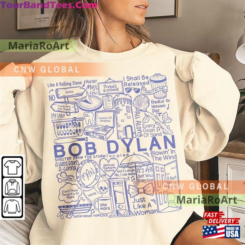 Bob Dylan Music Doodle Art Shirt Vintage Merch Tees Graphic Design Sweatshirt Hoodie Classic 29Uf124570 – Utopia Fashion