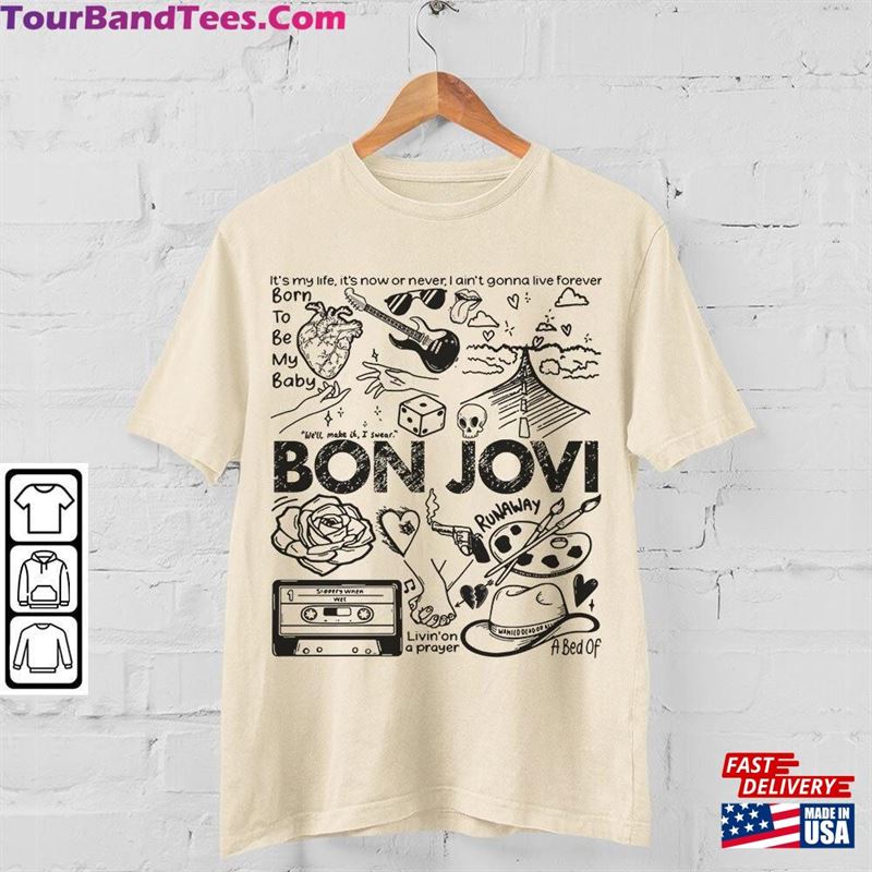 Bon Jovi Doodle Art Shirt Vintage Album Lyric Tattoo Sweatshirt Hoodie Tour Concert Da3005Dt T-Shirt 29Uf124671 – Utopia Fashion