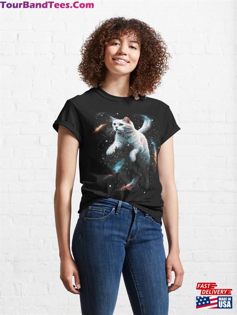 Cutest Cat Swiming In A Galaxy Classic T-Shirt 29Uf118695 – Utopia Fashion