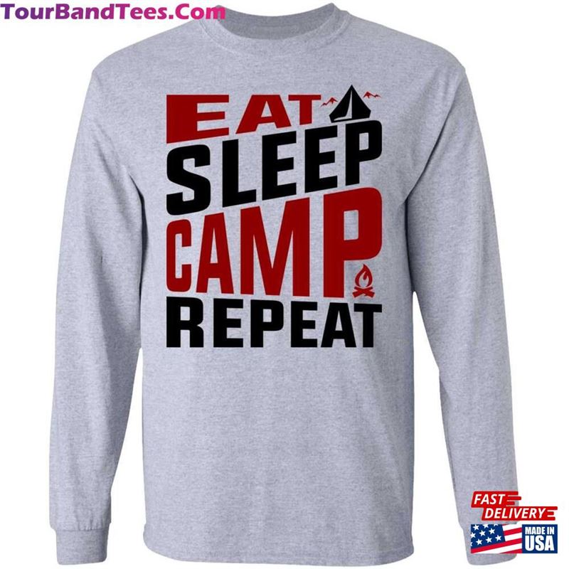 Eat Sleep Camp Repeat Camping Long Sleeve T-Shirt Sweatshirt Hoodie 29Uf122376 – Utopia Fashion