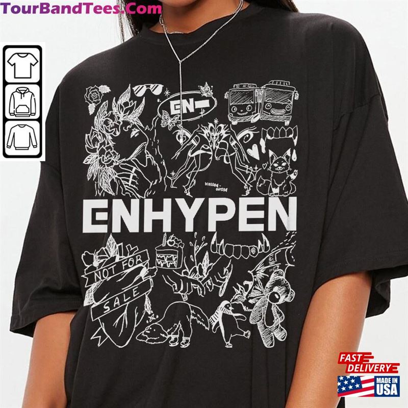 Enhypen Kpop Doodle Art Shirt Vintage Merch Tee Graphic Album Lyrics Sweatshirt T-Shirt 29Uf123465 – Utopia Fashion