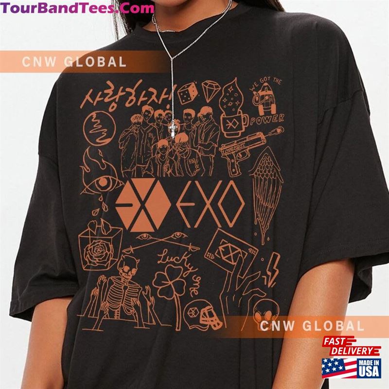 Exo Kpop Doodle Art Shirt Vintage Merch Tee Graphic Album Lyric Sweatshirt Classic Unisex 29Uf131743 – Utopia Fashion