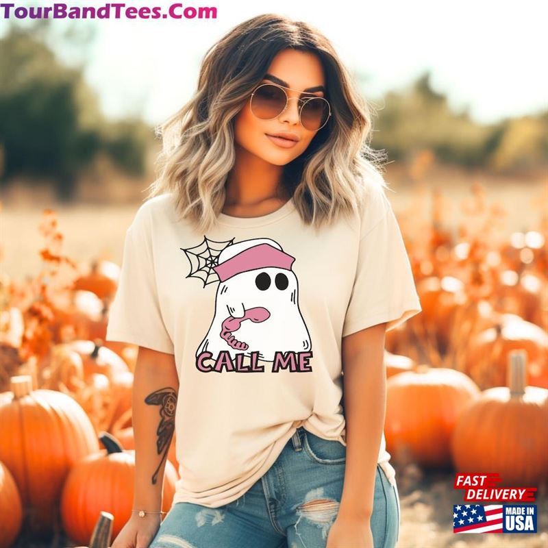 Ghost Call Me Shirt Funny Halloween Horror Movie T-Shirt Spooky Vibes Classic 29Uf123775 – Utopia Fashion