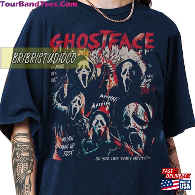 Ghostface Graphic Sweatshirt Vintage Tee Scream Horror Movie Tshirt T-Shirt 29Uf124139 – Utopia Fashion