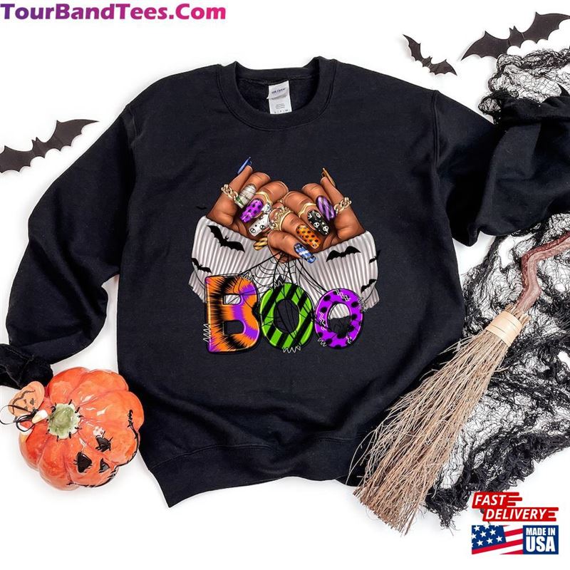 Halloween Boo Sweatshirt Black Woman Nails Shirt African American Hoodie Classic 29Uf123156 – Utopia Fashion