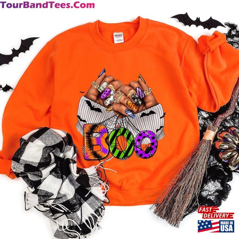 Halloween Boo Sweatshirt Black Woman Nails Shirt African American Hoodie Classic 29Uf123156 – Utopia Fashion