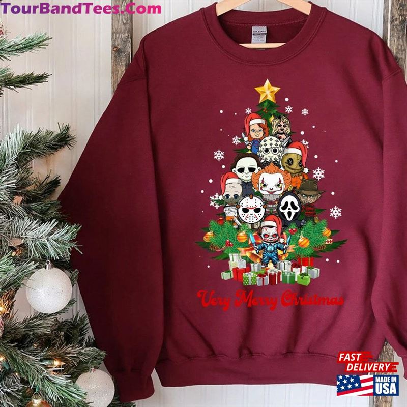 Horror Characters Christmas Tree Shirt Very Merry Santa Claus Shirts Hoodie Classic 29Uf124380 – Utopia Fashion