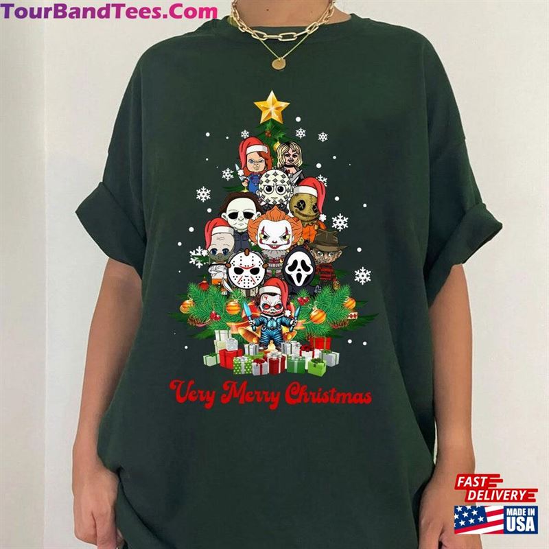 Horror Characters Christmas Tree Shirt Very Merry Santa Claus Shirts Hoodie Classic 29Uf124380 – Utopia Fashion