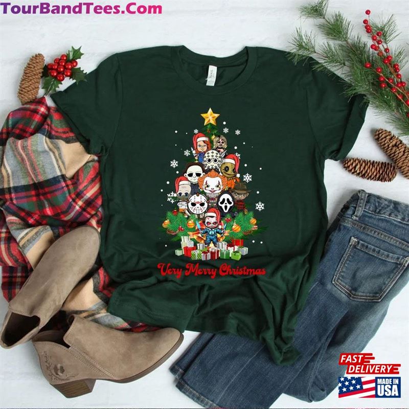 Horror Characters Christmas Tree Shirt Very Merry Santa Claus Shirts Hoodie Classic 29Uf124380 – Utopia Fashion