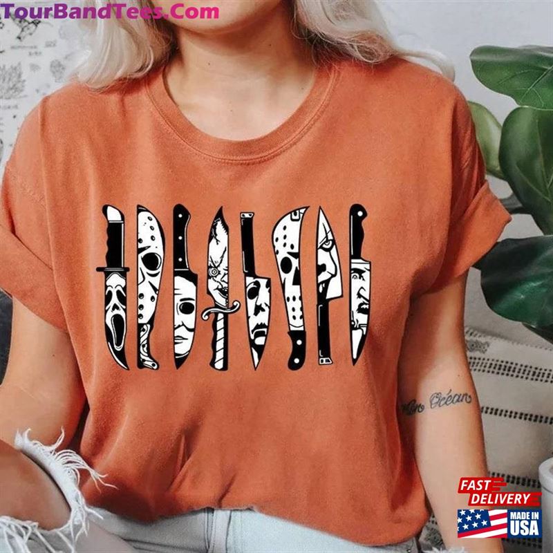 Horror Characters Knives Shirt Halloween Movie Nights T-Shirt Unisex 29Uf122468 – Utopia Fashion