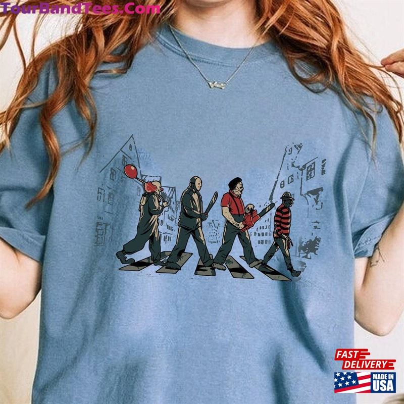 Horror Movie Characters Abbey Road Comfort Colors Shirt Funny Halloween Unisex Classic 29Uf124521 – Utopia Fashion