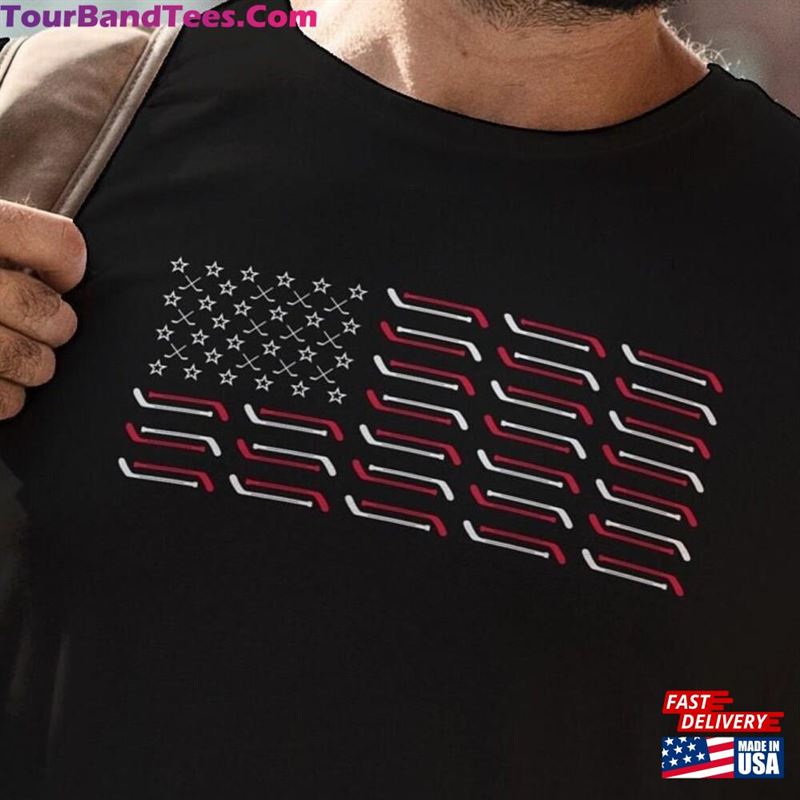 Ice Hockey T-Shirt American Flag Stars And Sticks Black T Shirt For Fans Players Sweatshirt 29Uf141527 – Utopia Fashion