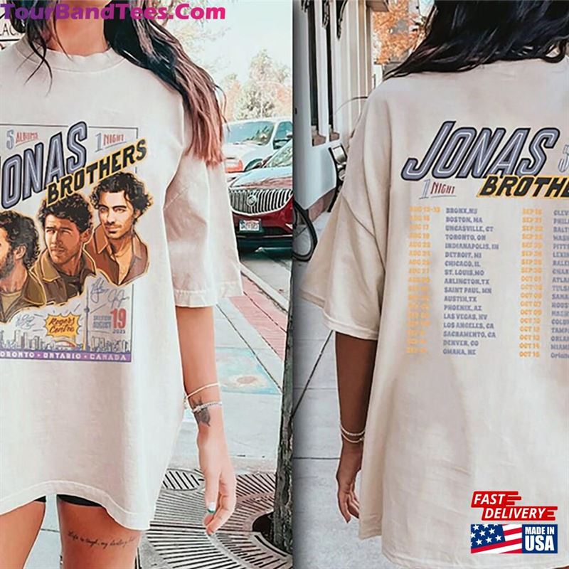 Jonas Brothers Double Sided T-Shirt Five Albums One Night Tour Dates Shirt Concert Retro Unisex Gift Sweatshirt Classic 29Uf136772 – Utopia Fashion