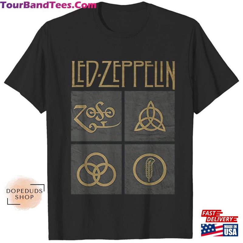 Led Zeppelin Gold Symbols Tour Shirt 70S Music Concert Unisex Tee Sweatshirt T-Shirt 29Uf124668 – Utopia Fashion