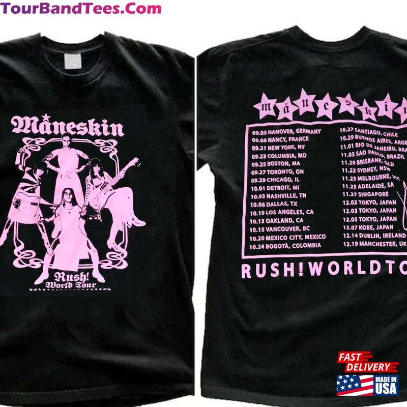 Maneskin Band Music Shirt Sides Rush! World Tour Ticket Vintage 90S Y2K Graphic Tee T-Shirt Unisex 29Uf123586 – Utopia Fashion