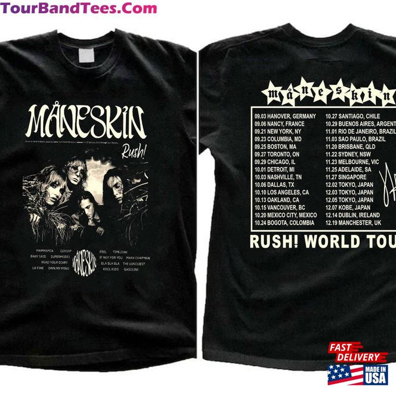 Maneskin Rush World Tour Shirt Merch Concert Unisex T-Shirt 29Uf122819 – Utopia Fashion