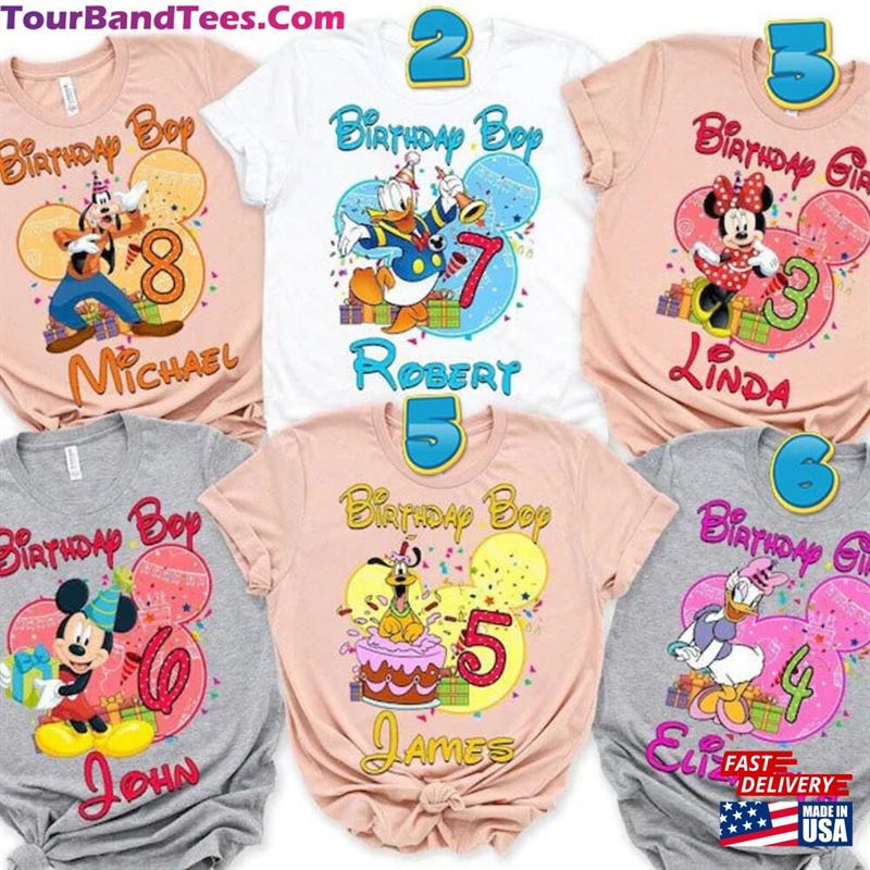 Personalized Friend Characters Birthday Boy Girl Shirt Iconic Mouse Friends Classic T-Shirt 29Uf131460 – Utopia Fashion