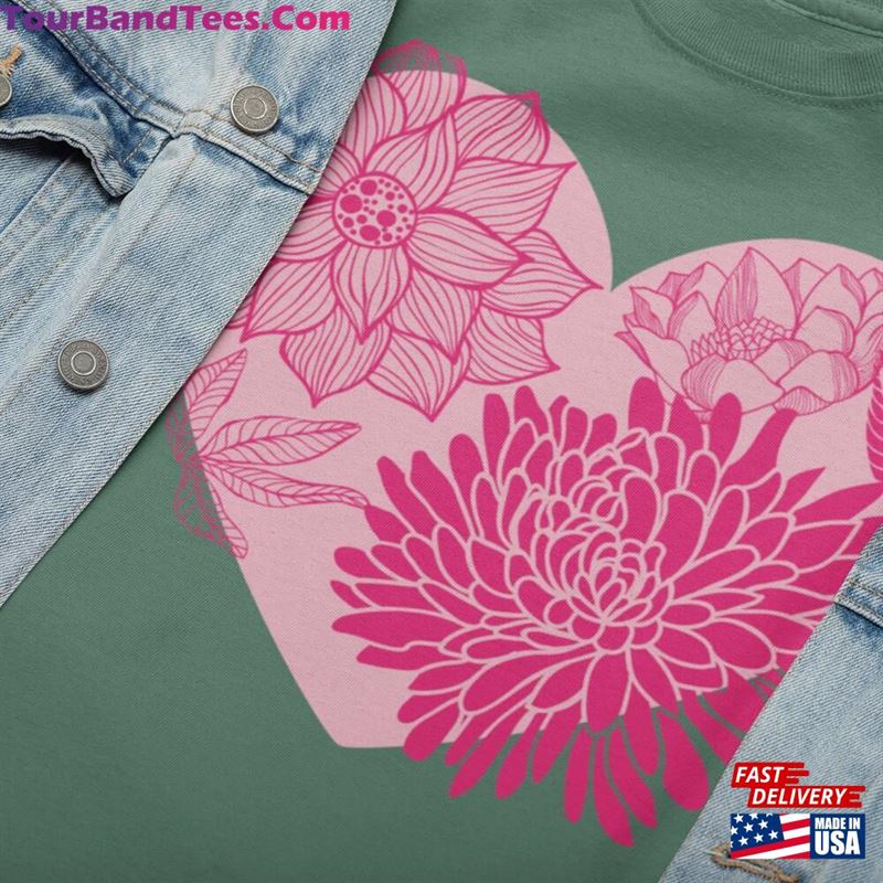 Pink Flower Heart Shirt Minimalist Design Comfort Colors Sweatshirt Unisex 29Uf136462 – Utopia Fashion