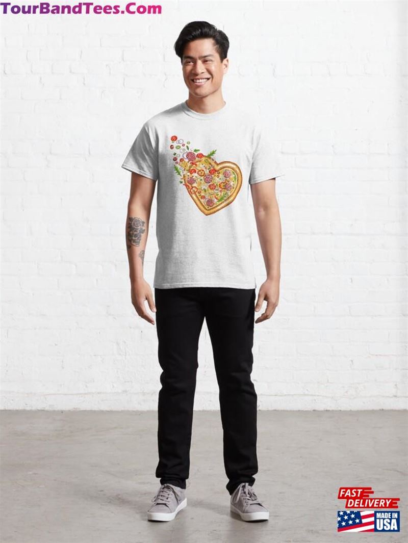 Pizza Heart Cheese Funny Stickers Tasty Food Cool Print Classic T-Shirt Unisex 29Uf118438 – Utopia Fashion