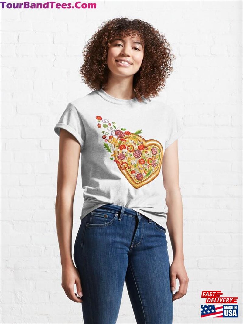 Pizza Heart Cheese Funny Stickers Tasty Food Cool Print Classic T-Shirt Unisex 29Uf118438 – Utopia Fashion