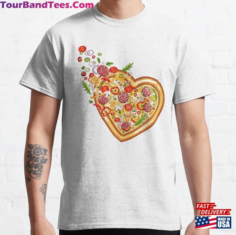 Pizza Heart Cheese Funny Stickers Tasty Food Cool Print Classic T-Shirt Unisex 29Uf118438 – Utopia Fashion