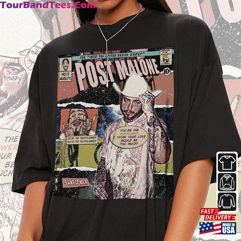 Post Malone Comic Shirt 90S Vintage Merch Book Art Into The Spider Verse Album World Tour Ticket Graphic Tee Gift V2 Hoodie Classic 29Uf136536 – Utopia Fashion