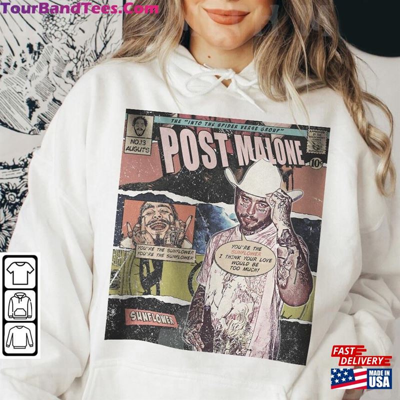 Post Malone Comic Shirt 90S Vintage Merch Book Art Into The Spider Verse Album World Tour Ticket Graphic Tee Gift V2 Hoodie Classic 29Uf136536 – Utopia Fashion