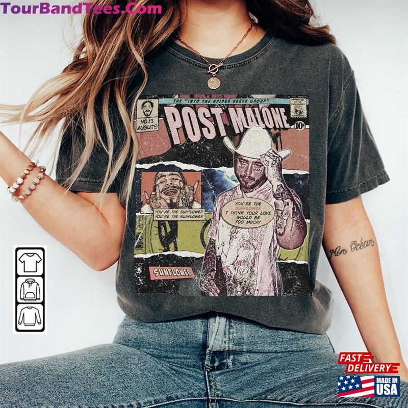 Post Malone Comic Shirt 90S Vintage Merch Book Art Into The Spider Verse Album World Tour Ticket Graphic Tee Gift V2 Hoodie Classic 29Uf136536 – Utopia Fashion