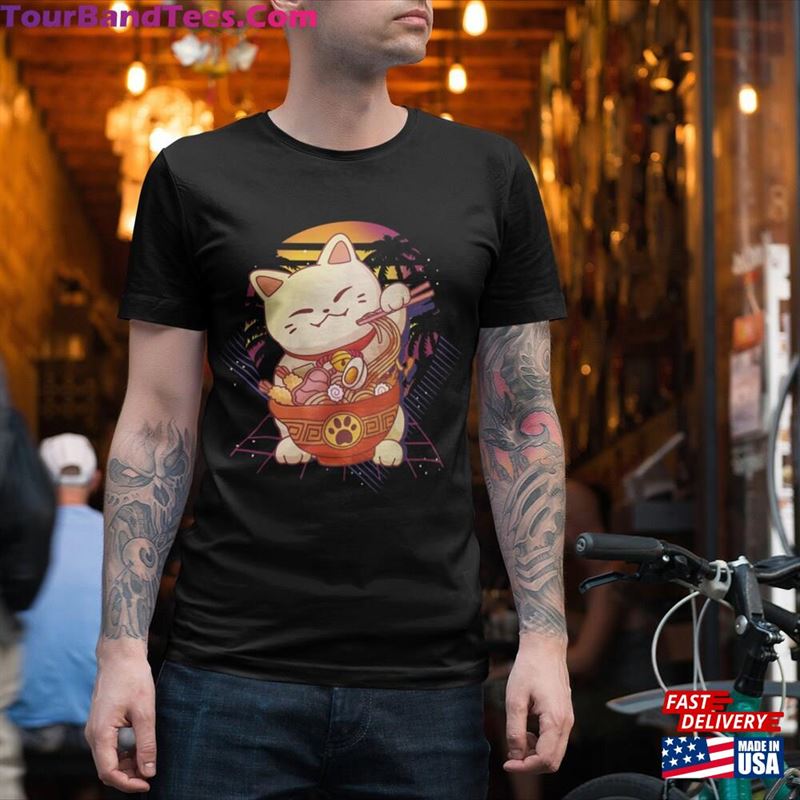 Ramen Cat Anime T-Shirt Kitten Shirt Cute Eating Noodle Tee Classic Unisex 29Uf131933 – Utopia Fashion