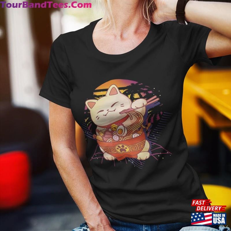 Ramen Cat Anime T-Shirt Kitten Shirt Cute Eating Noodle Tee Classic Unisex 29Uf131933 – Utopia Fashion