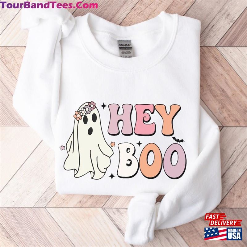 Retro Hey Boo Ghost Sweatshirt Cute Halloween Classic Unisex 29Uf141406 – Utopia Fashion