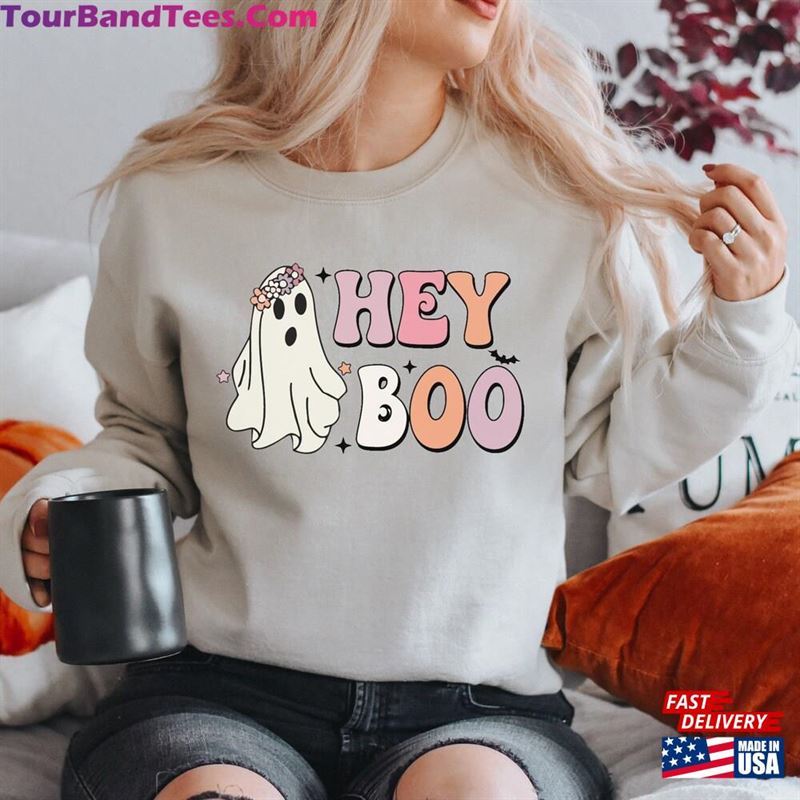 Retro Hey Boo Ghost Sweatshirt Cute Halloween Classic Unisex 29Uf141406 – Utopia Fashion