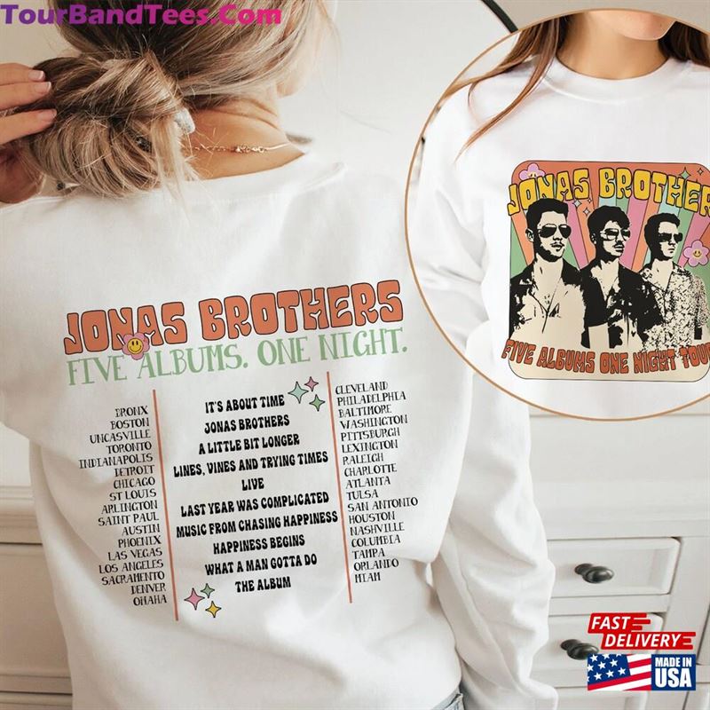 Retro Jonas Brothers Sides Shirt Nick Joe Kevin Tour Dates T-Shirt Five Albums One Night Unisex Sweatshirt 29Uf136735 – Utopia Fashion