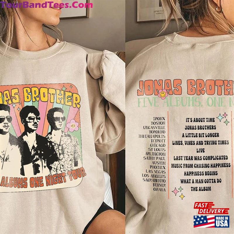 Retro Jonas Brothers Sides Shirt Nick Joe Kevin Tour Dates T-Shirt Five Albums One Night Unisex Sweatshirt 29Uf136735 – Utopia Fashion