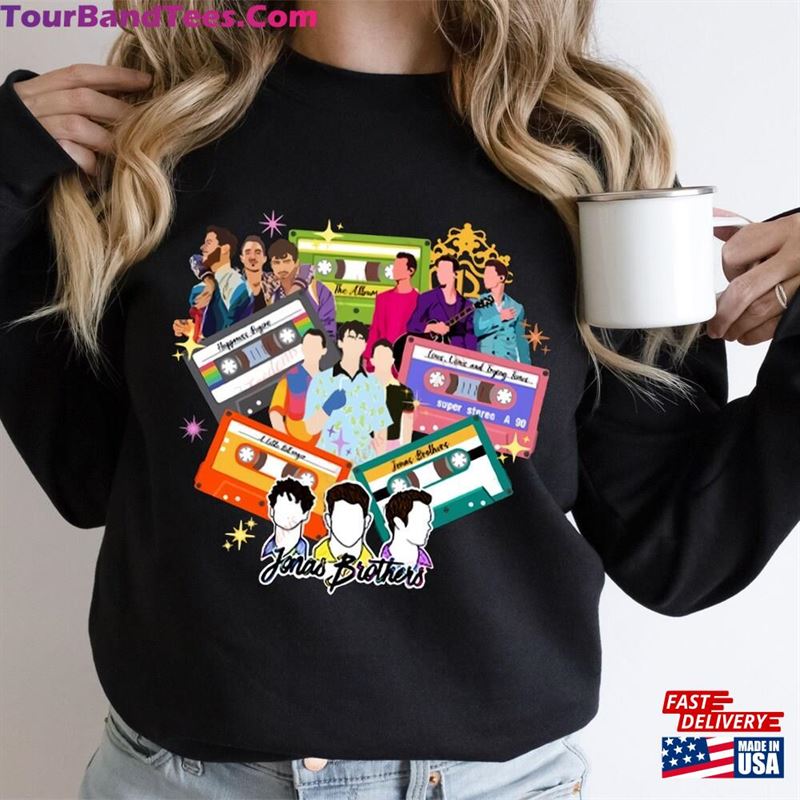 Retro Jonas Brothers Cassette Shirt Nick Joe Kevin Sweatshirt Five Albums One Night Tour Hoodie Classic 29Uf136382 – Utopia Fashion