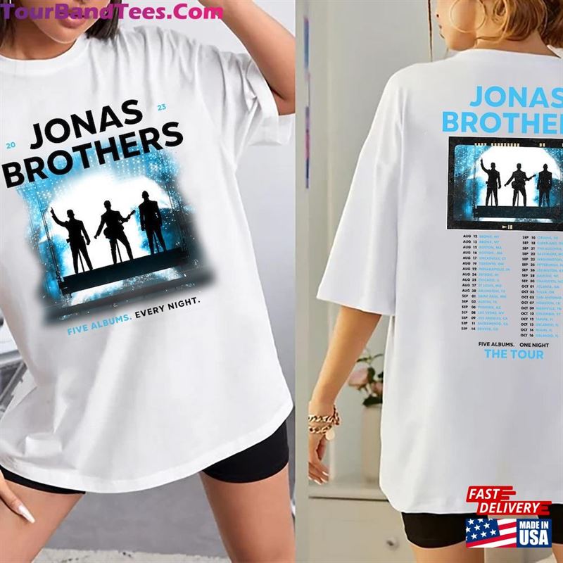 Retro Jonas Brothers Tour Dates Shirt Nick Joe Kevin Merch Five Albums One Night Side Classic T-Shirt 29Uf136449 – Utopia Fashion