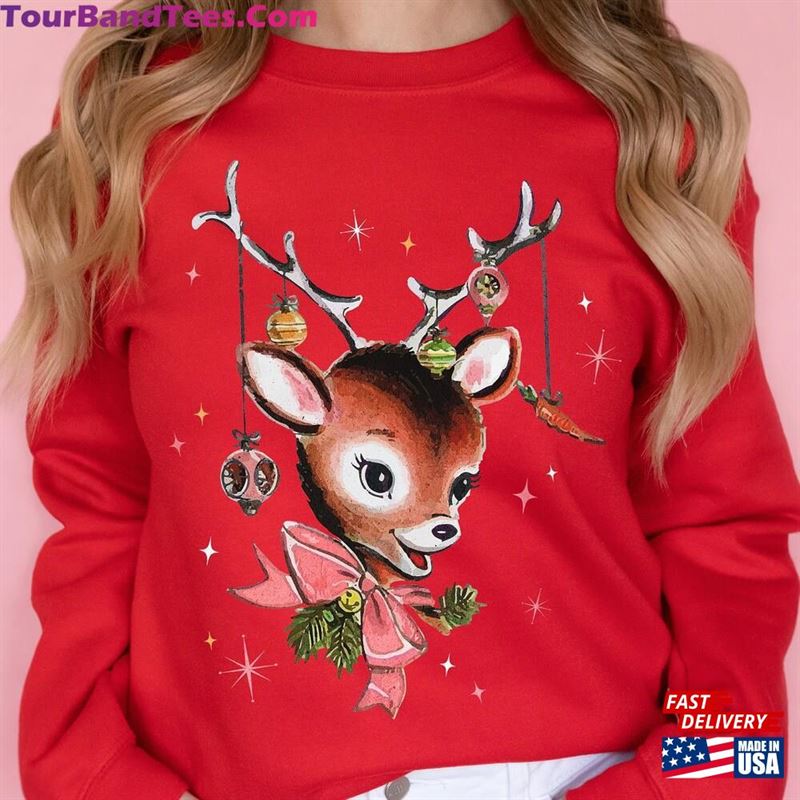 Retro Reindeer Pink Christmas Sweatshirt Gift For Sister Vibes Vintage Sweater Secret Santa Unisex Hoodie 29Uf131774 – Utopia Fashion