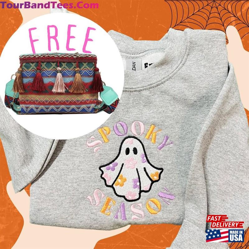 Retro Spooky Season Sweatshirt Embroidered Name Boo Sheet Shirt Funny Halloween Ghost Crewneck Custom Gift For Trick Or Unisex Hoodie 29Uf118990 – Utopia Fashion