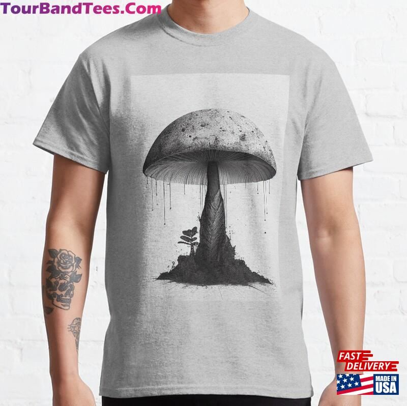 Rustic Mushroom Wall Art Minimalist Greyscale Grunge Classic T-Shirt Hoodie 29Uf136447 – Utopia Fashion