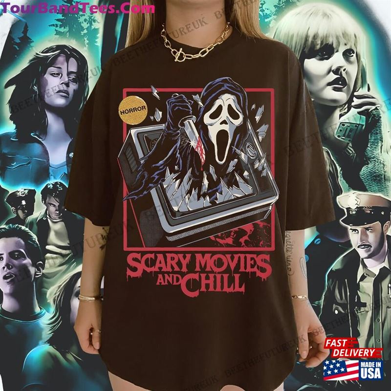 Scream Ghostface Shirt Scary Movies And Chill Ghost Face Sweatshirt Classic 29Uf131378 – Utopia Fashion