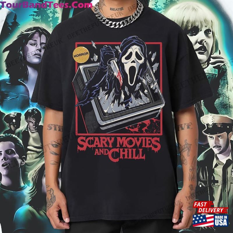 Scream Ghostface Shirt Scary Movies And Chill Ghost Face Sweatshirt Classic 29Uf131378 – Utopia Fashion