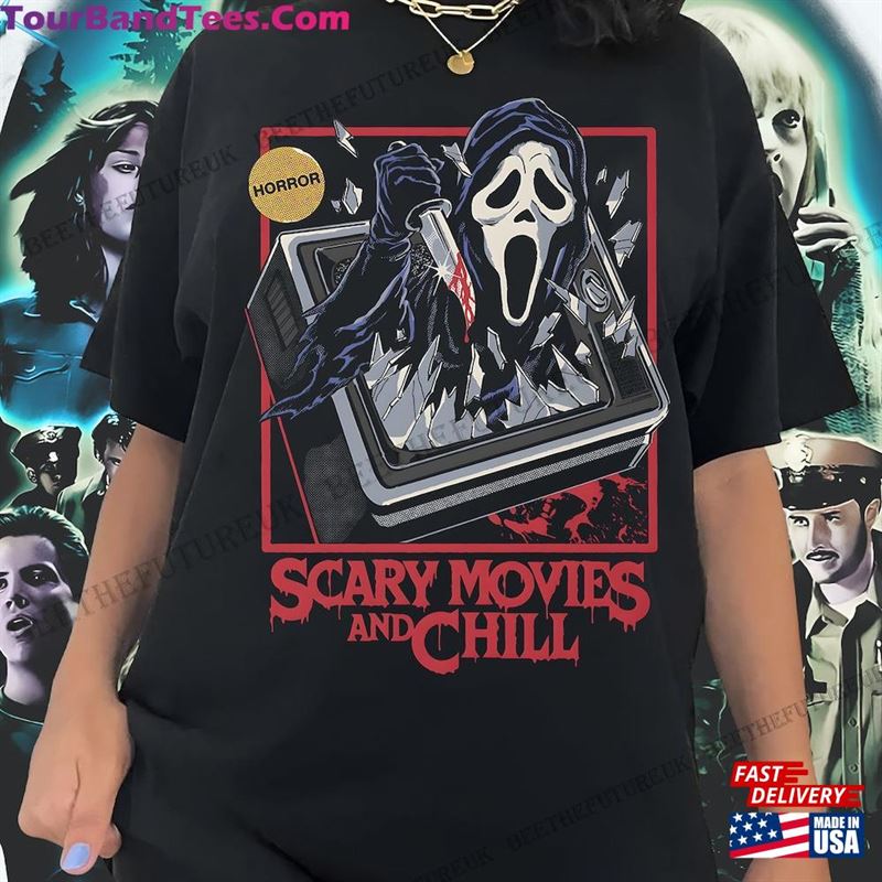 Scream Ghostface Shirt Scary Movies And Chill Ghost Face Sweatshirt Classic 29Uf131378 – Utopia Fashion