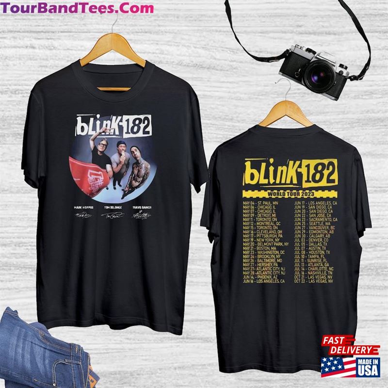 Signature Blink Band World Tour Shirt Smile Graphic T-Shirt Classic Sweatshirt 29Uf118593 – Utopia Fashion