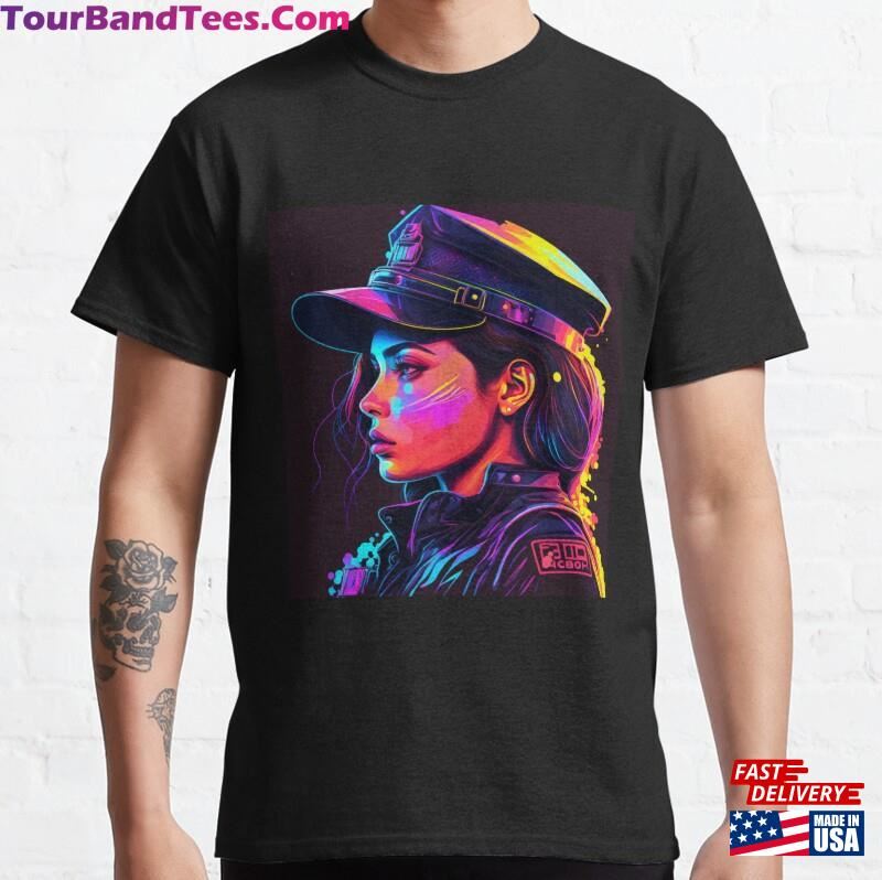 Sketch Pop Of A Police Woman Neon Effect Unisex T-Shirt 29Uf118499 – Utopia Fashion