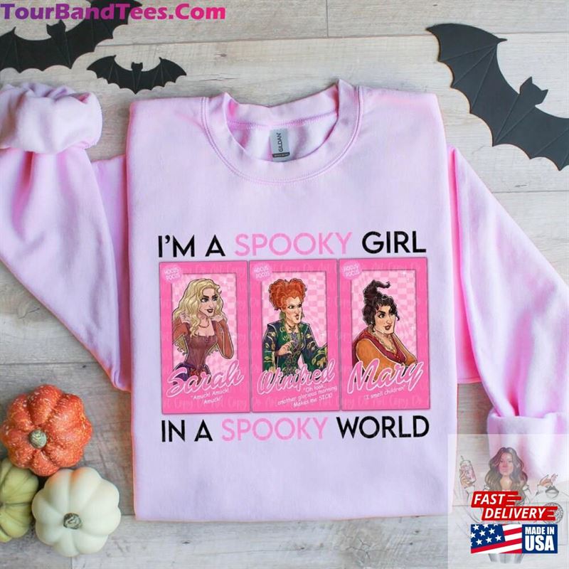 Spooky Girl In A World Pink Halloween T-Shirt Comfort Colors Cute Unisex Hoodie 29Uf131840 – Utopia Fashion