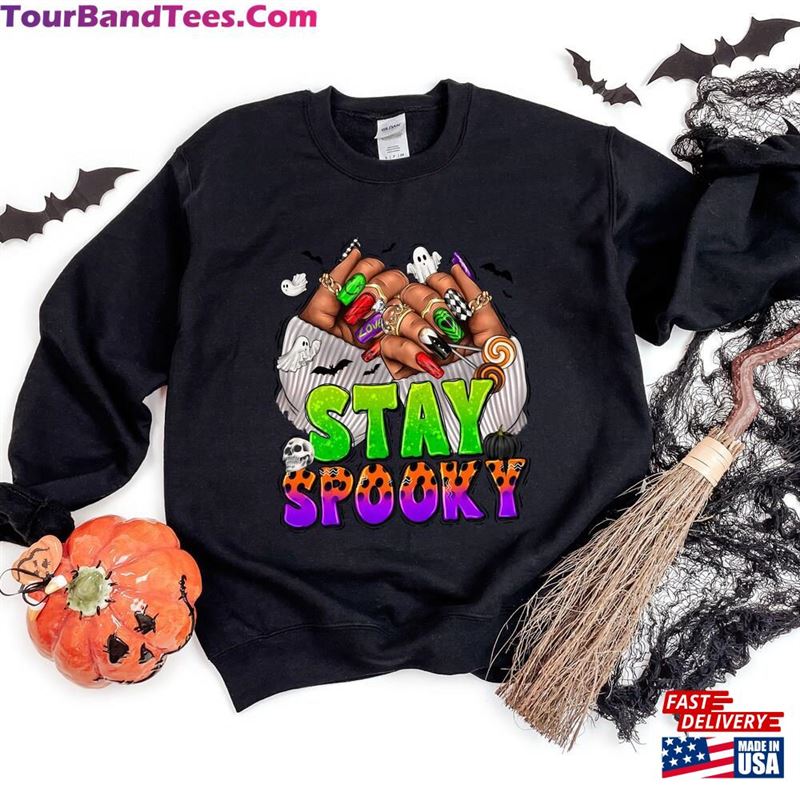 Stay Spooky Sweatshirt Halloween Black Woman Nails Shirt African American Unisex Classic 29Uf122993 – Utopia Fashion