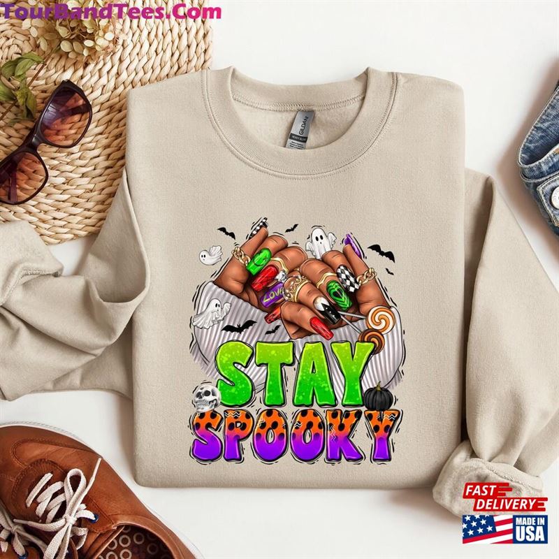 Stay Spooky Sweatshirt Halloween Black Woman Nails Shirt African American Unisex Classic 29Uf122993 – Utopia Fashion